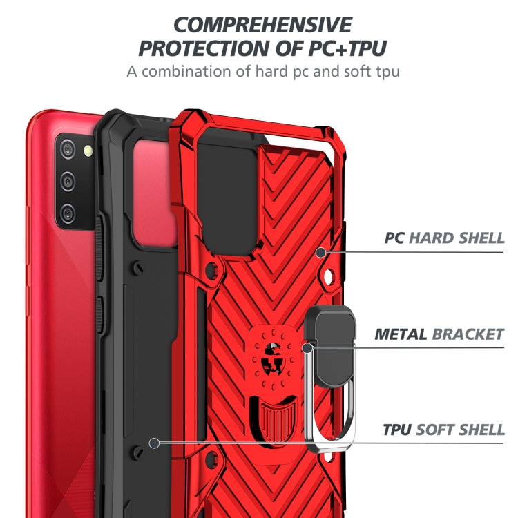 For Samsung Galaxy A02s (US Version) Cool Armor PC + TPU Shockproof Case with 360 Degree Rotation Ring Holder