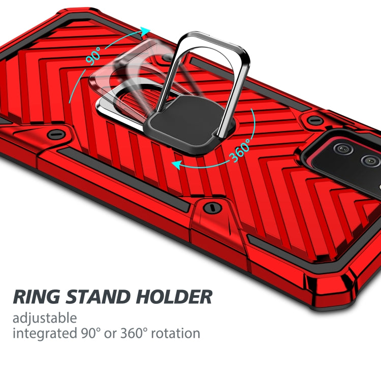 For Samsung Galaxy A02s (US Version) Cool Armor PC + TPU Shockproof Case with 360 Degree Rotation Ring Holder
