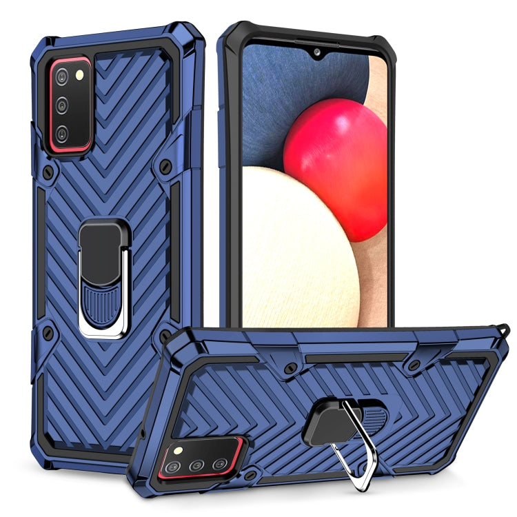 For Samsung Galaxy A02s (US Version) Cool Armor PC + TPU Shockproof Case with 360 Degree Rotation Ring Holder