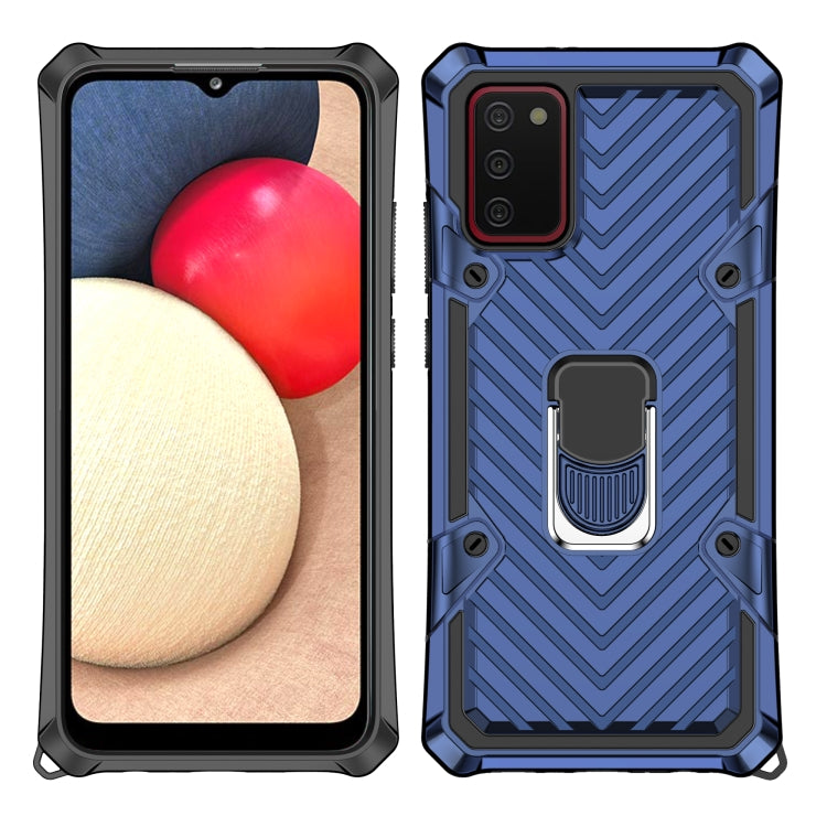 For Samsung Galaxy A02s (US Version) Cool Armor PC + TPU Shockproof Case with 360 Degree Rotation Ring Holder