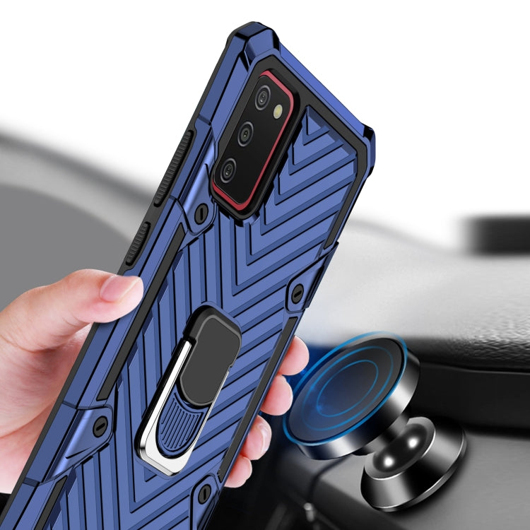 For Samsung Galaxy A02s (US Version) Cool Armor PC + TPU Shockproof Case with 360 Degree Rotation Ring Holder