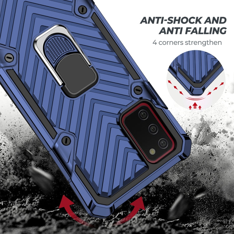 For Samsung Galaxy A02s (US Version) Cool Armor PC + TPU Shockproof Case with 360 Degree Rotation Ring Holder