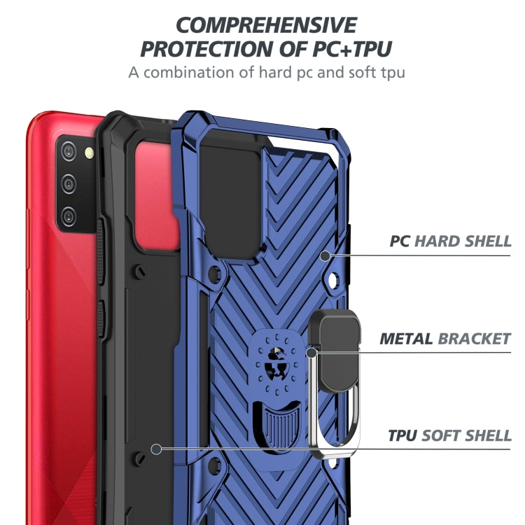 For Samsung Galaxy A02s (US Version) Cool Armor PC + TPU Shockproof Case with 360 Degree Rotation Ring Holder