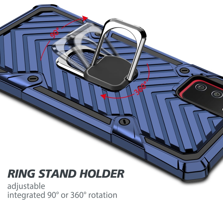 For Samsung Galaxy A02s (US Version) Cool Armor PC + TPU Shockproof Case with 360 Degree Rotation Ring Holder