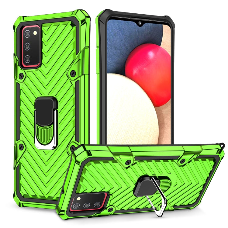 For Samsung Galaxy A02s (US Version) Cool Armor PC + TPU Shockproof Case with 360 Degree Rotation Ring Holder