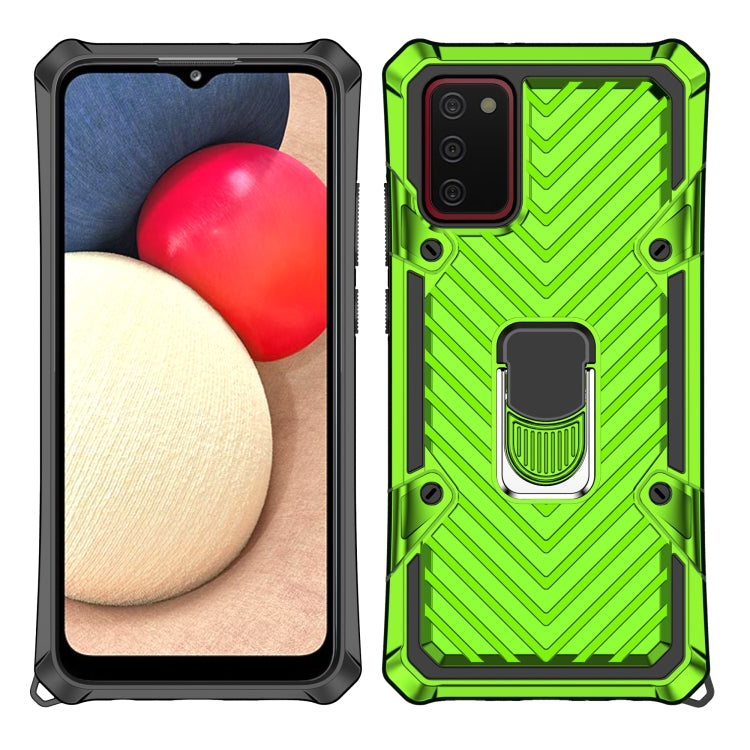 For Samsung Galaxy A02s (US Version) Cool Armor PC + TPU Shockproof Case with 360 Degree Rotation Ring Holder
