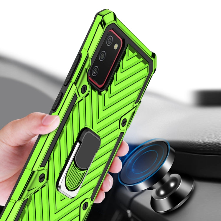For Samsung Galaxy A02s (US Version) Cool Armor PC + TPU Shockproof Case with 360 Degree Rotation Ring Holder