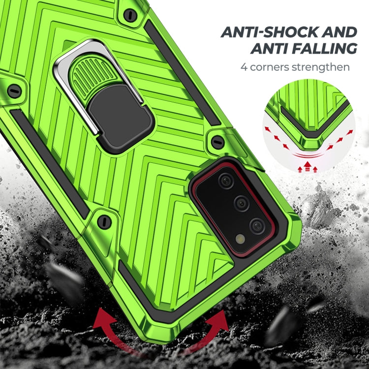 For Samsung Galaxy A02s (US Version) Cool Armor PC + TPU Shockproof Case with 360 Degree Rotation Ring Holder