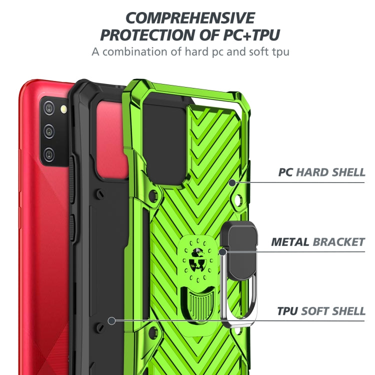 For Samsung Galaxy A02s (US Version) Cool Armor PC + TPU Shockproof Case with 360 Degree Rotation Ring Holder