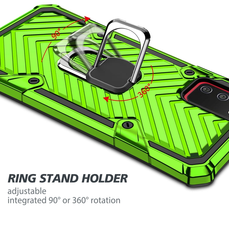For Samsung Galaxy A02s (US Version) Cool Armor PC + TPU Shockproof Case with 360 Degree Rotation Ring Holder