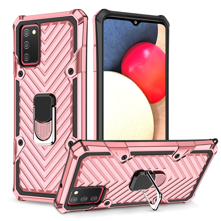 For Samsung Galaxy A02s (US Version) Cool Armor PC + TPU Shockproof Case with 360 Degree Rotation Ring Holder
