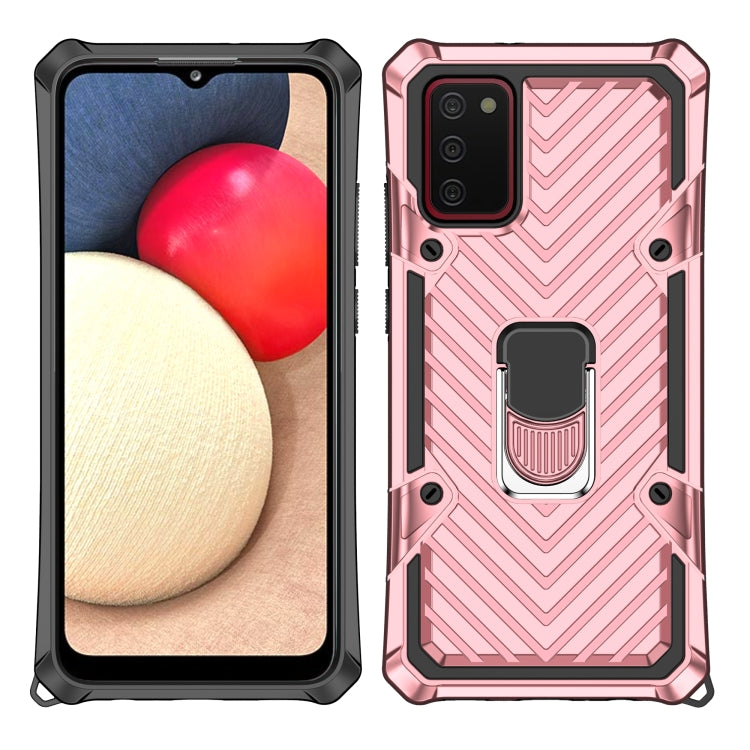 For Samsung Galaxy A02s (US Version) Cool Armor PC + TPU Shockproof Case with 360 Degree Rotation Ring Holder