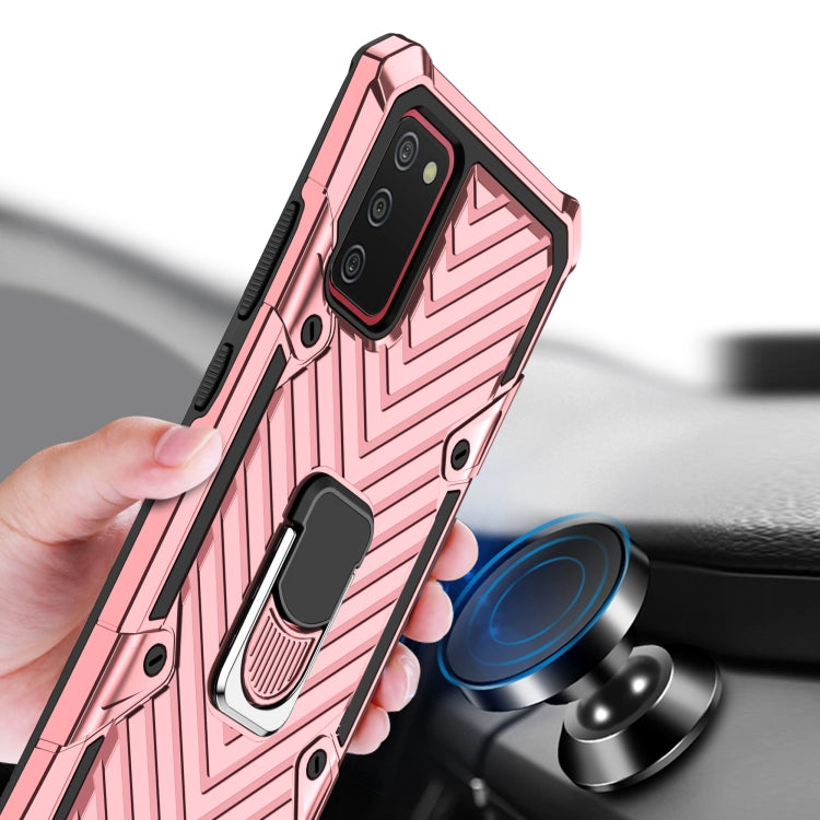 For Samsung Galaxy A02s (US Version) Cool Armor PC + TPU Shockproof Case with 360 Degree Rotation Ring Holder