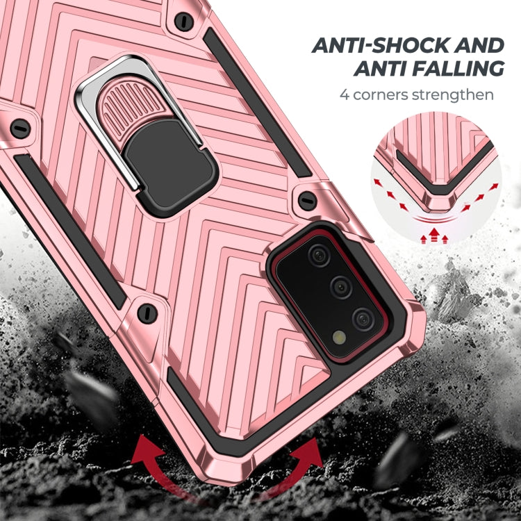 For Samsung Galaxy A02s (US Version) Cool Armor PC + TPU Shockproof Case with 360 Degree Rotation Ring Holder
