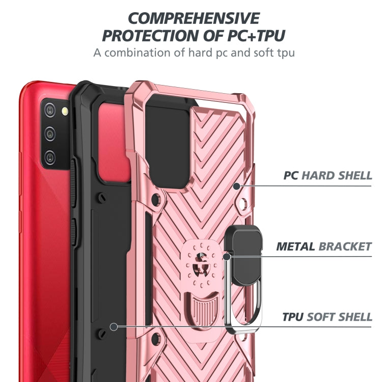 For Samsung Galaxy A02s (US Version) Cool Armor PC + TPU Shockproof Case with 360 Degree Rotation Ring Holder