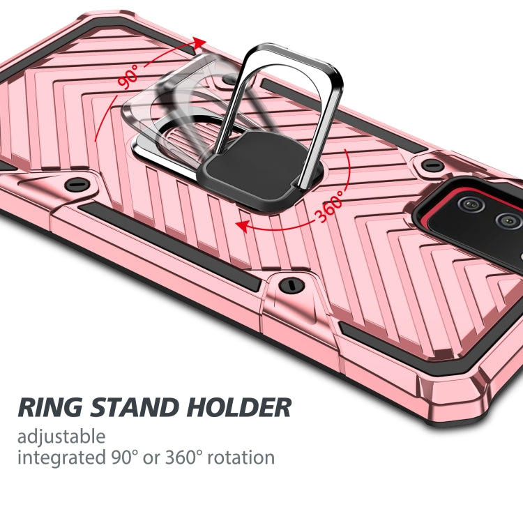 For Samsung Galaxy A02s (US Version) Cool Armor PC + TPU Shockproof Case with 360 Degree Rotation Ring Holder