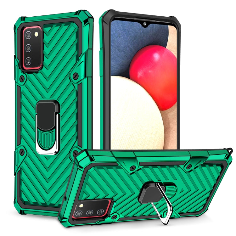 For Samsung Galaxy A02s (US Version) Cool Armor PC + TPU Shockproof Case with 360 Degree Rotation Ring Holder