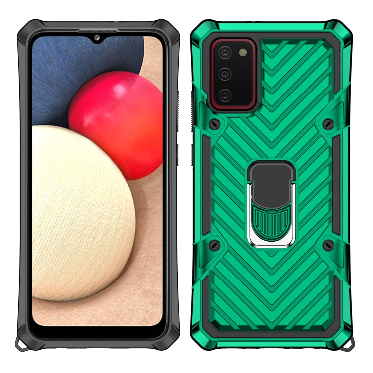 For Samsung Galaxy A02s (US Version) Cool Armor PC + TPU Shockproof Case with 360 Degree Rotation Ring Holder