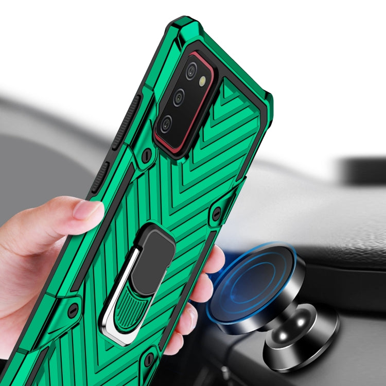 For Samsung Galaxy A02s (US Version) Cool Armor PC + TPU Shockproof Case with 360 Degree Rotation Ring Holder