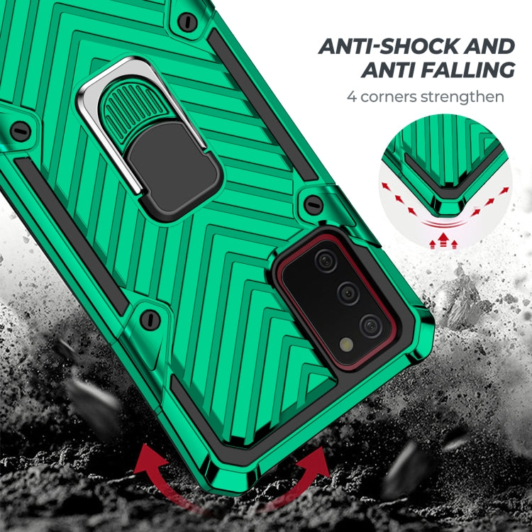 For Samsung Galaxy A02s (US Version) Cool Armor PC + TPU Shockproof Case with 360 Degree Rotation Ring Holder