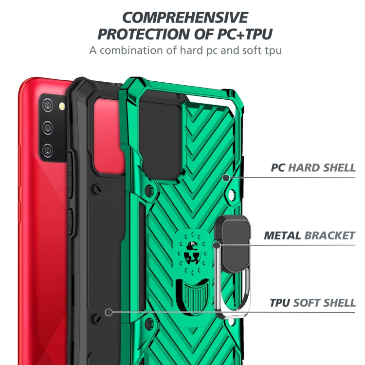 For Samsung Galaxy A02s (US Version) Cool Armor PC + TPU Shockproof Case with 360 Degree Rotation Ring Holder