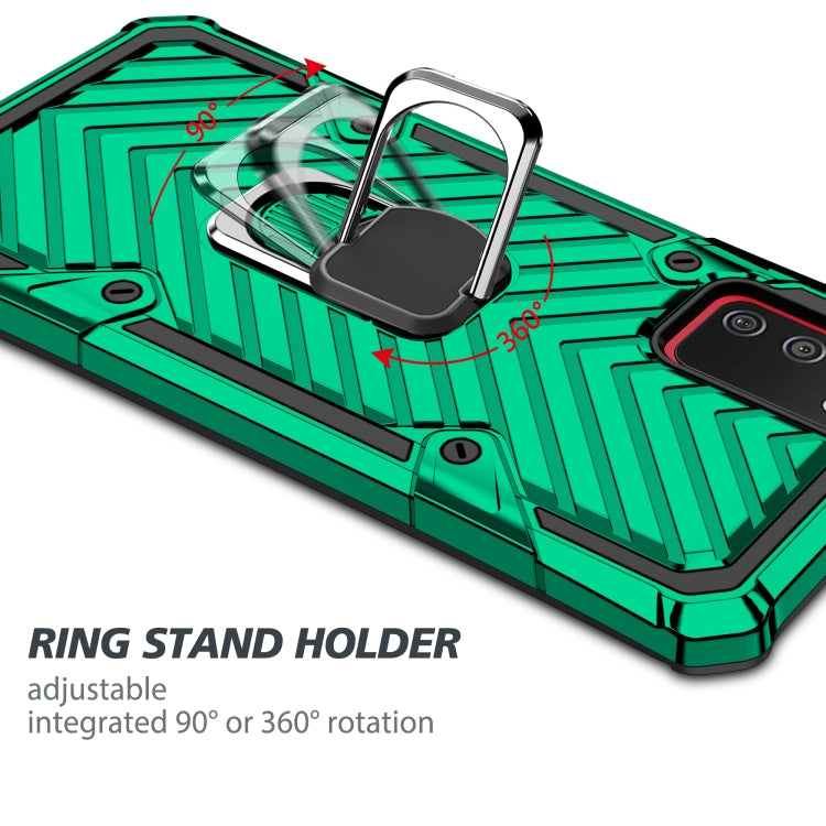 For Samsung Galaxy A02s (US Version) Cool Armor PC + TPU Shockproof Case with 360 Degree Rotation Ring Holder