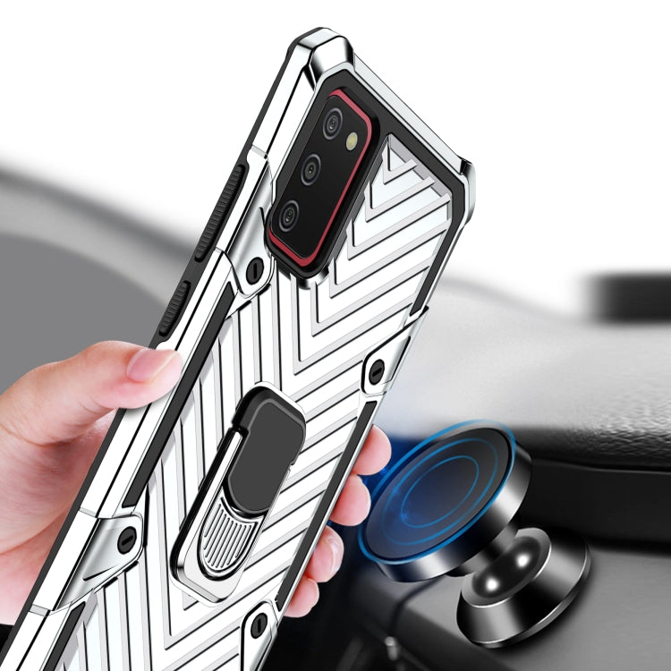 For Samsung Galaxy A02s (US Version) Cool Armor PC + TPU Shockproof Case with 360 Degree Rotation Ring Holder