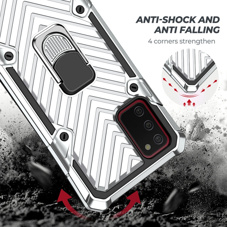 For Samsung Galaxy A02s (US Version) Cool Armor PC + TPU Shockproof Case with 360 Degree Rotation Ring Holder