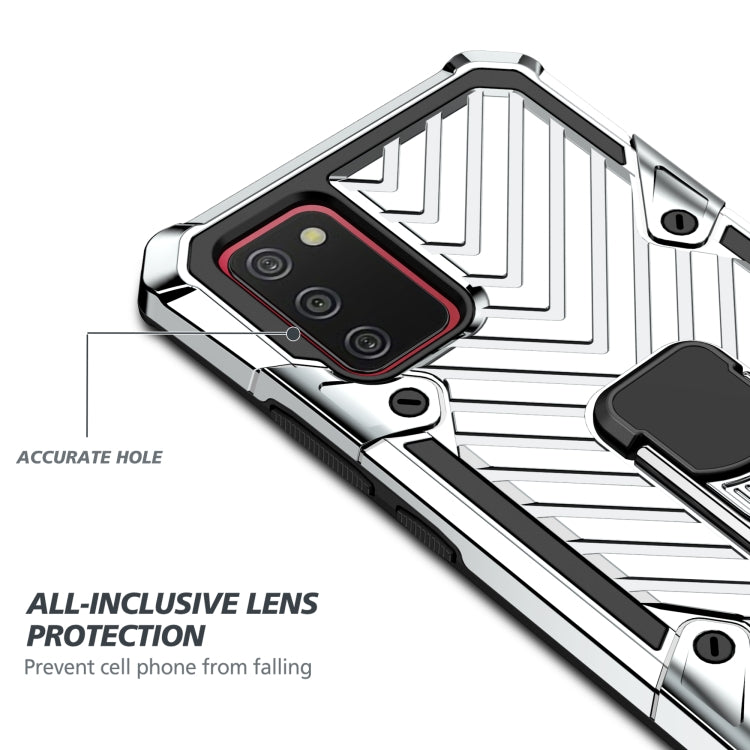 For Samsung Galaxy A02s (US Version) Cool Armor PC + TPU Shockproof Case with 360 Degree Rotation Ring Holder