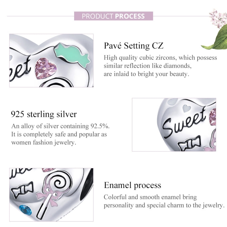 S925 Sterling Silver Sweet Candy Heart Beads DIY Bracelet Necklace Accessories
