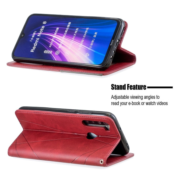 For Xiaomi Redmi Note 8 Rhombus Texture Horizontal Flip Magnetic Leather Case with Holder & Card Slots