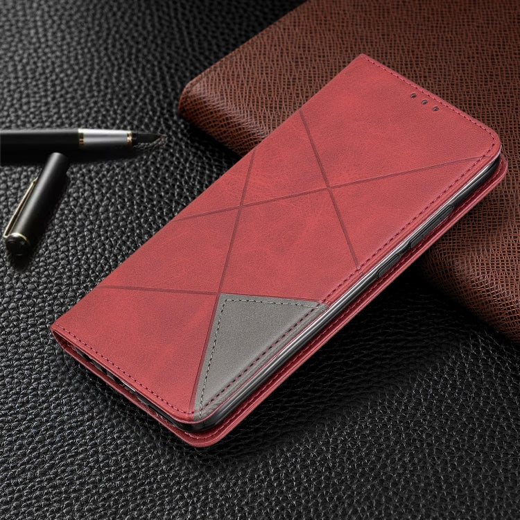 For Xiaomi Redmi Note 8 Rhombus Texture Horizontal Flip Magnetic Leather Case with Holder & Card Slots