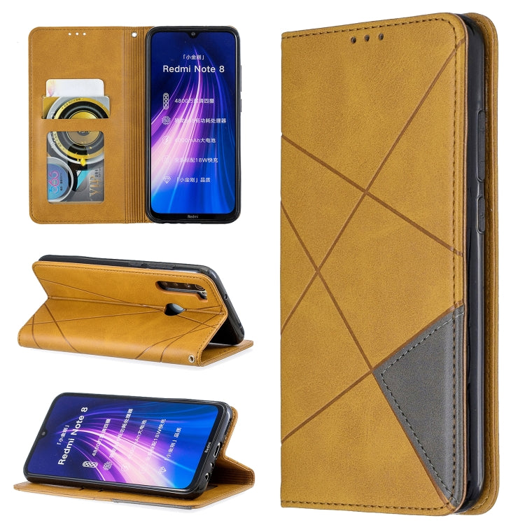 For Xiaomi Redmi Note 8 Rhombus Texture Horizontal Flip Magnetic Leather Case with Holder & Card Slots