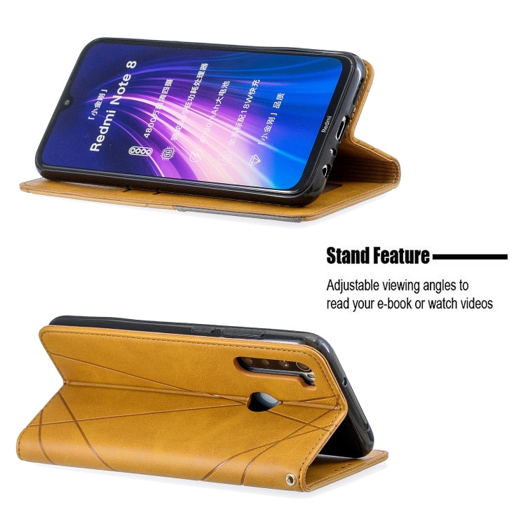 For Xiaomi Redmi Note 8 Rhombus Texture Horizontal Flip Magnetic Leather Case with Holder & Card Slots