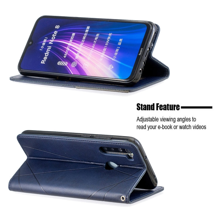 For Xiaomi Redmi Note 8 Rhombus Texture Horizontal Flip Magnetic Leather Case with Holder & Card Slots