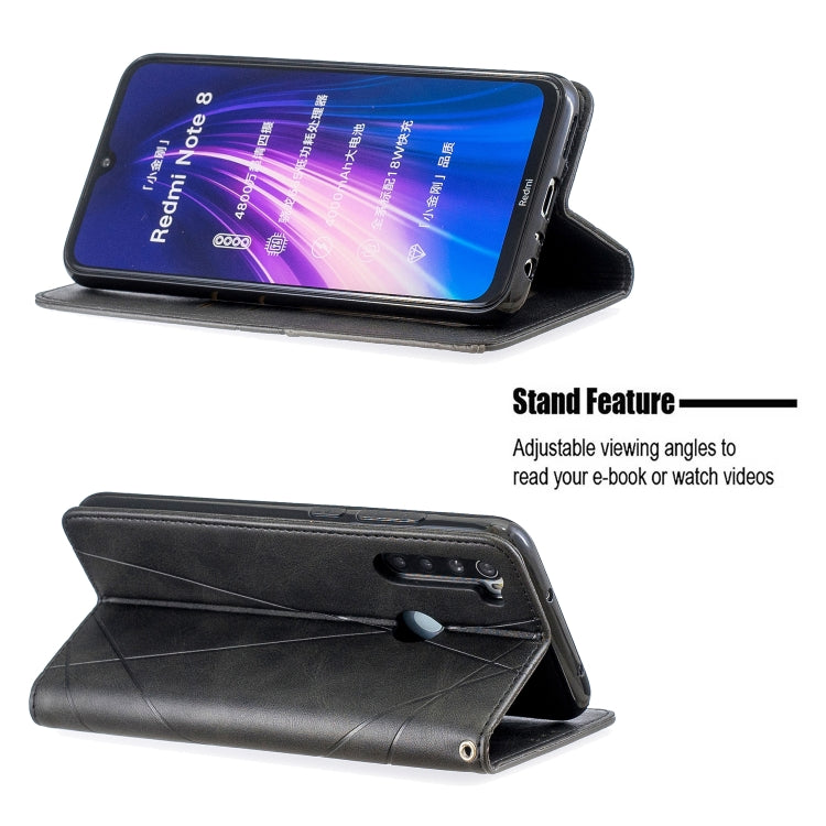 For Xiaomi Redmi Note 8 Rhombus Texture Horizontal Flip Magnetic Leather Case with Holder & Card Slots