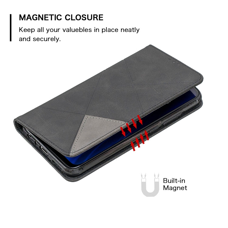 For Xiaomi Redmi Note 8 Rhombus Texture Horizontal Flip Magnetic Leather Case with Holder & Card Slots