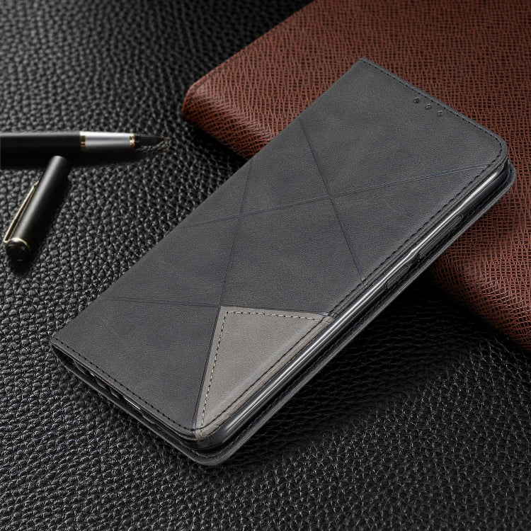 For Xiaomi Redmi Note 8 Rhombus Texture Horizontal Flip Magnetic Leather Case with Holder & Card Slots