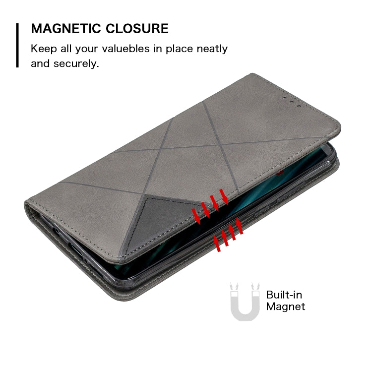 For Xiaomi Redmi Note 8 Pro Rhombus Texture Horizontal Flip Magnetic Leather Case with Holder & Card Slots