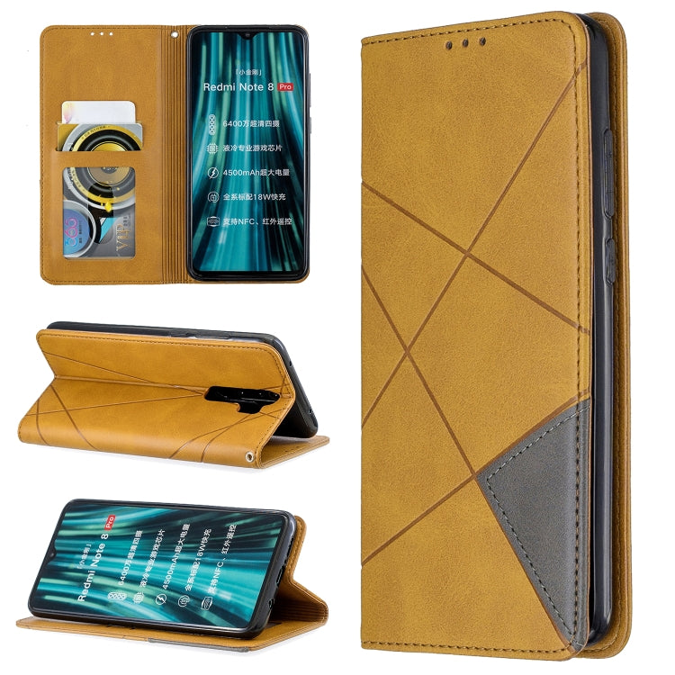 For Xiaomi Redmi Note 8 Pro Rhombus Texture Horizontal Flip Magnetic Leather Case with Holder & Card Slots