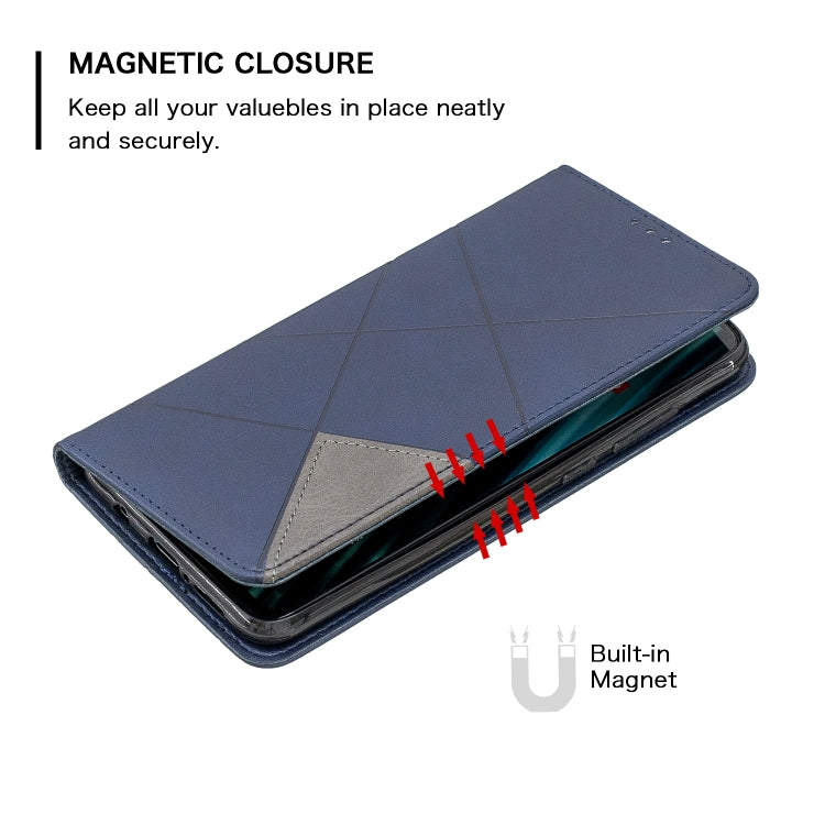 For Xiaomi Redmi Note 8 Pro Rhombus Texture Horizontal Flip Magnetic Leather Case with Holder & Card Slots