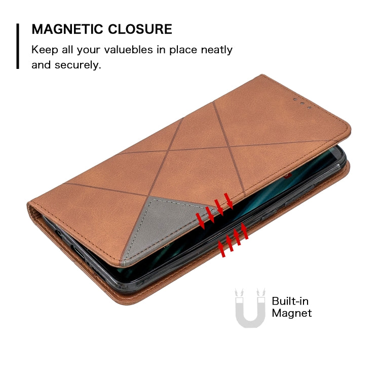 For Xiaomi Redmi Note 8 Pro Rhombus Texture Horizontal Flip Magnetic Leather Case with Holder & Card Slots