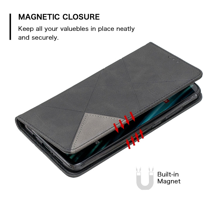 For Xiaomi Redmi Note 8 Pro Rhombus Texture Horizontal Flip Magnetic Leather Case with Holder & Card Slots