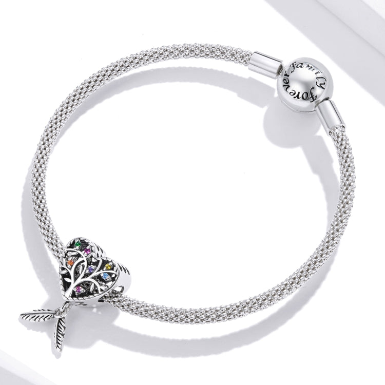 S925 Sterling Silver Heart-shaped Tree Of Life Beads DIY Bracelet Necklace Accessories