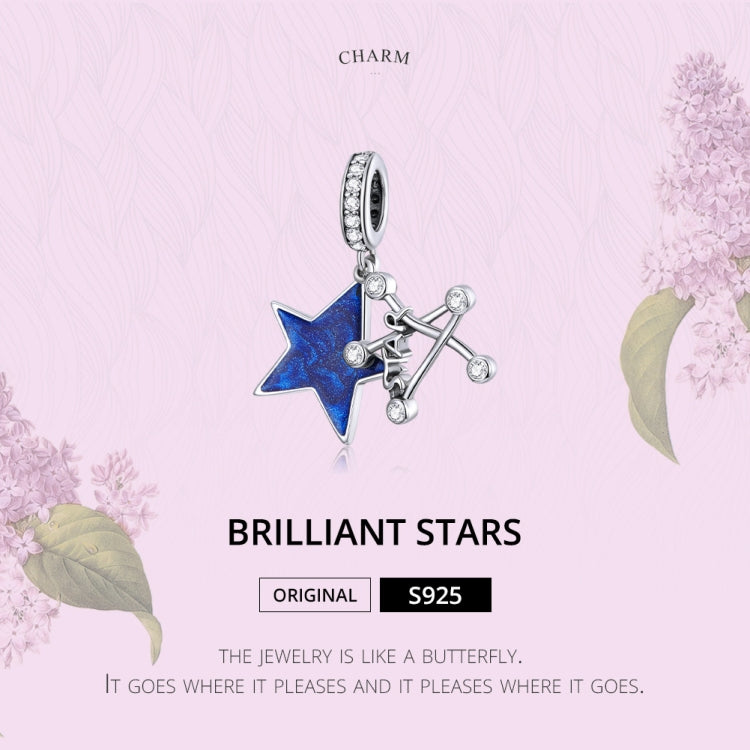 S925 Sterling Silver Bright Stars Pendant DIY Bracelet Necklace Accessories