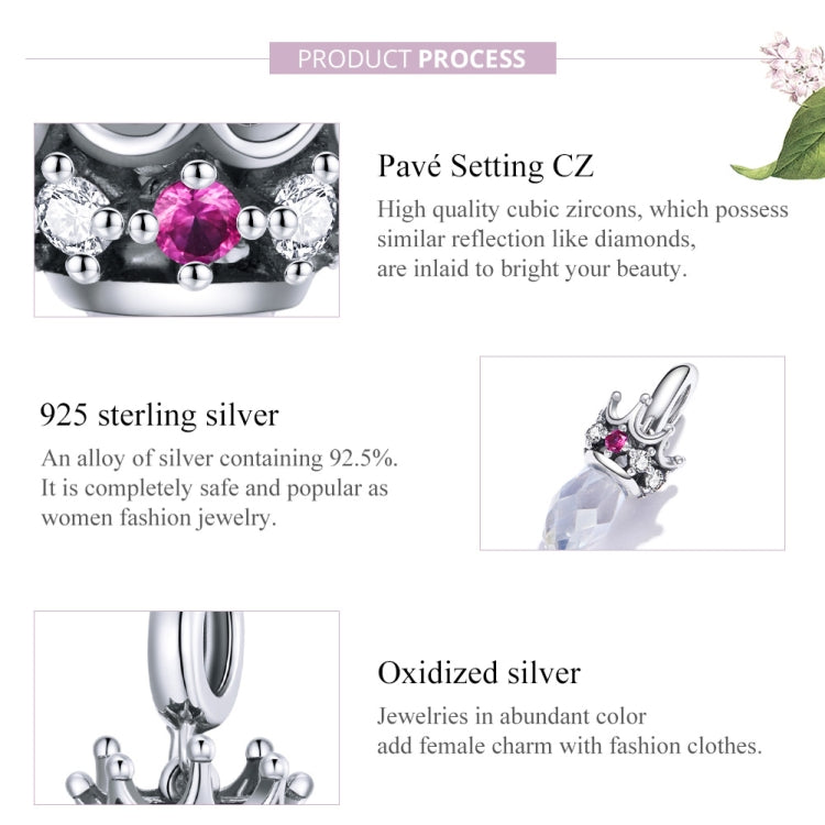 S925 Sterling Silver Ornate Crown Pendant DIY Bracelet Necklace Accessories
