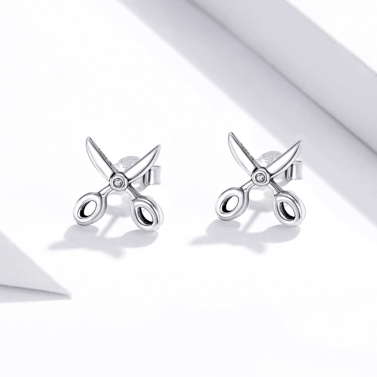 S925 Sterling Silver Small Scissors Women Earrings