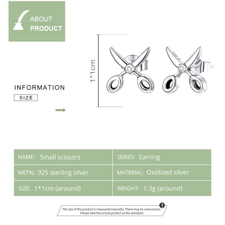 S925 Sterling Silver Small Scissors Women Earrings