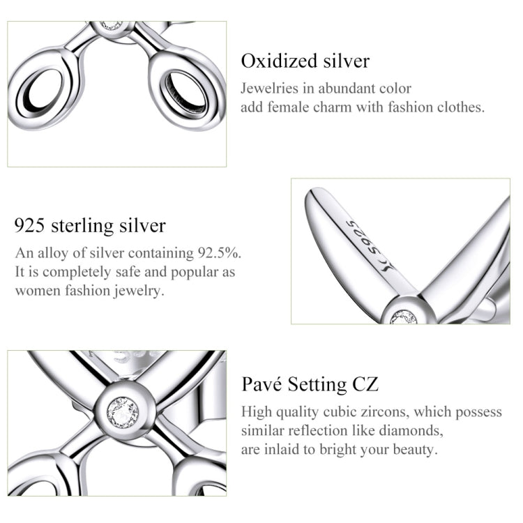 S925 Sterling Silver Small Scissors Women Earrings