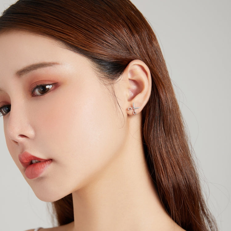 S925 Sterling Silver Small Scissors Women Earrings